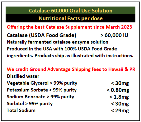 Catalase 60,000 - Anti-aging, Anti-gray and Healthy Longevity enzyme solution.