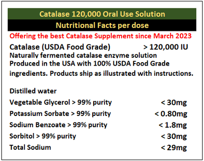 Catalase 120,000 Anti-aging, Anti-gray, Longevity Custom Formulation, 93 Doses, 30 mL
