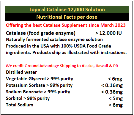 Catalase 12,000 - Topical Use - Direct Action - Attacks Gray Hair at the root!