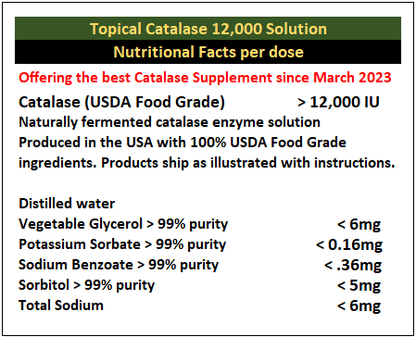 Catalase 12,000 - Topical Use - Direct Action - Attacks Gray Hair at the root!